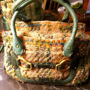 Cole Hann wool bag with animal fur at the bottom